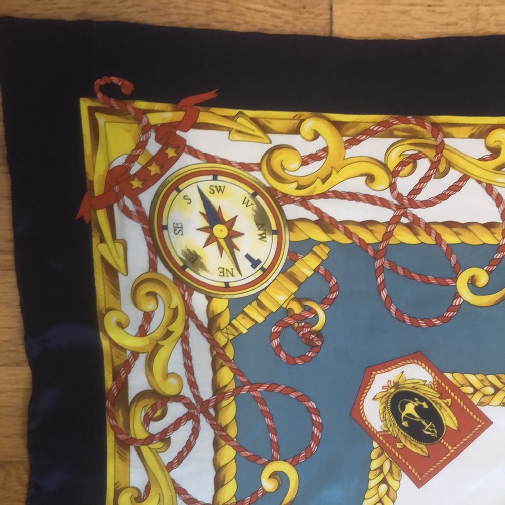 VTG Adana Nautical Theme Square Silk Hand Rolled Scarf - Picture 8 of 15